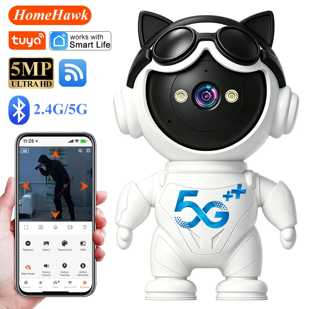 Home Security Robot - Câmera IP Inteligente Sem Fio Tuya